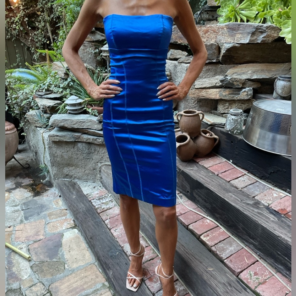 Bebe Strapless Satin Dress